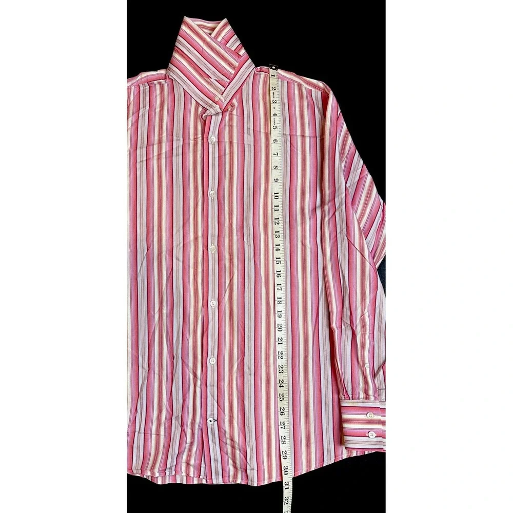 Banana Republic Dress Shirt Pink Striped Button Down Mens Size Large 16-16.5
